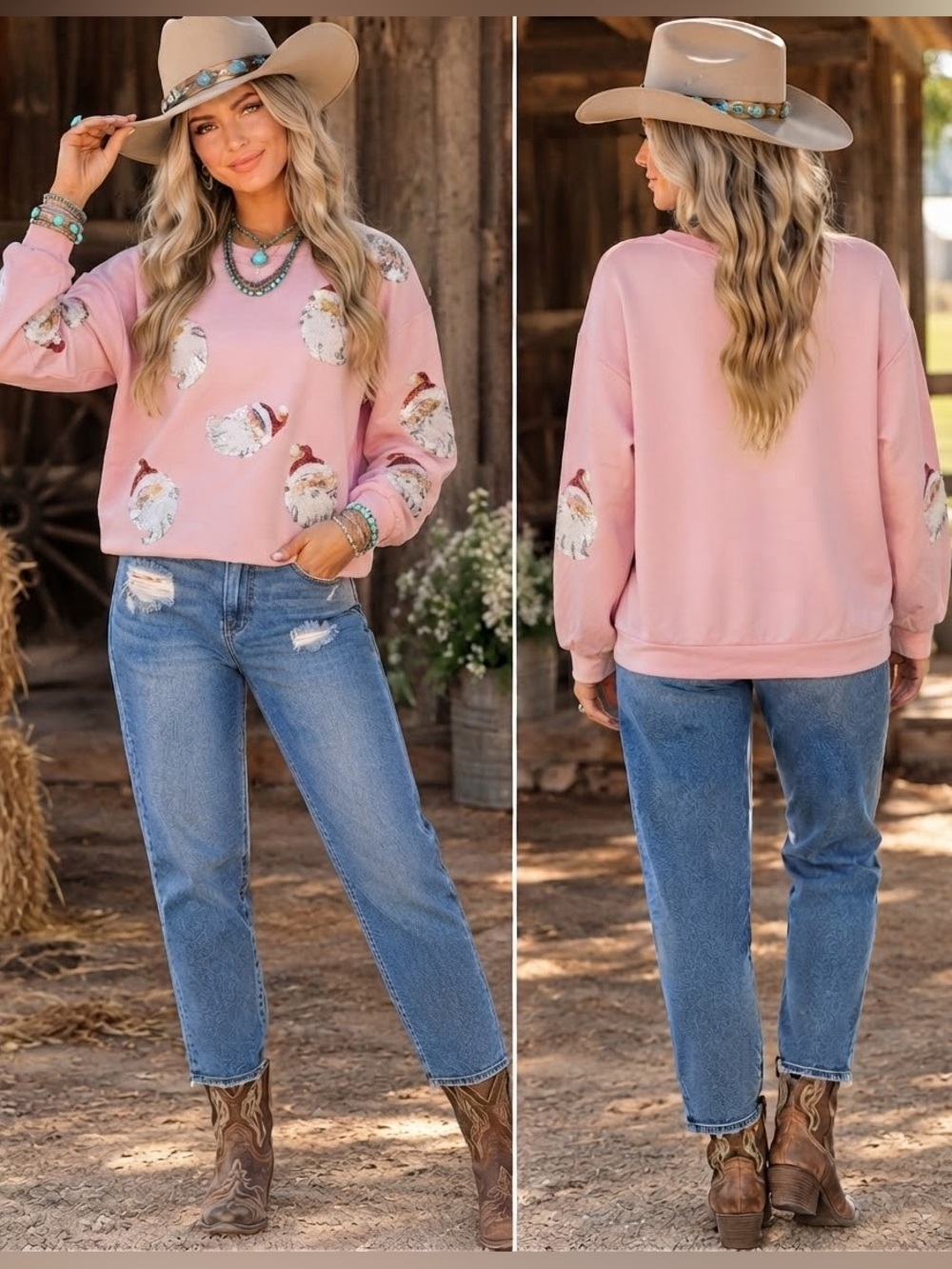 Boutique Sequin Santa Sweatshirt – Size Large queen of sparkles NWOT